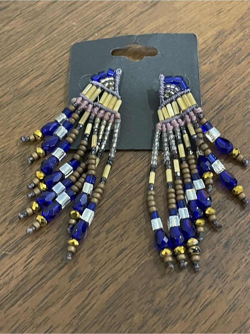 Boho Hand-Beaded Boutique Glass Fringe Art Deco Style Earrings from Austin